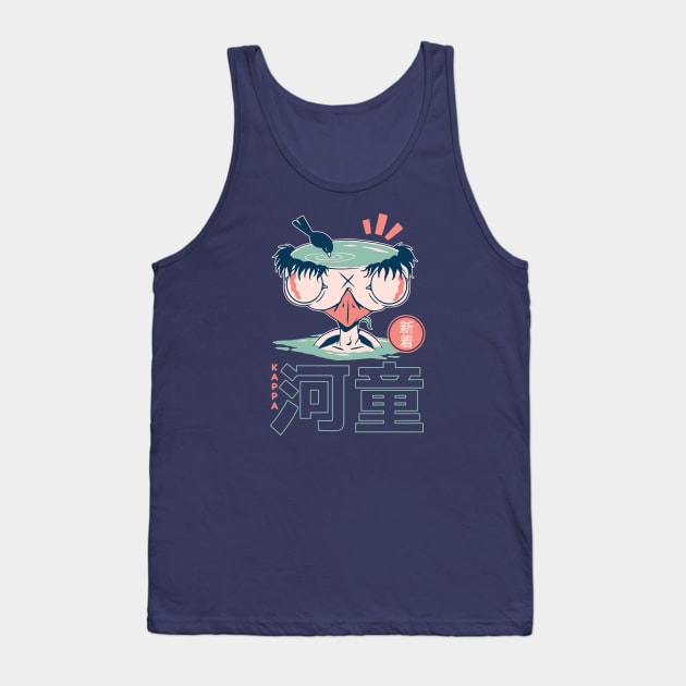 Retro Japanese Kappa Yokai Illustration | Japanese Folklore Creatures Tank Top by SLAG_Creative